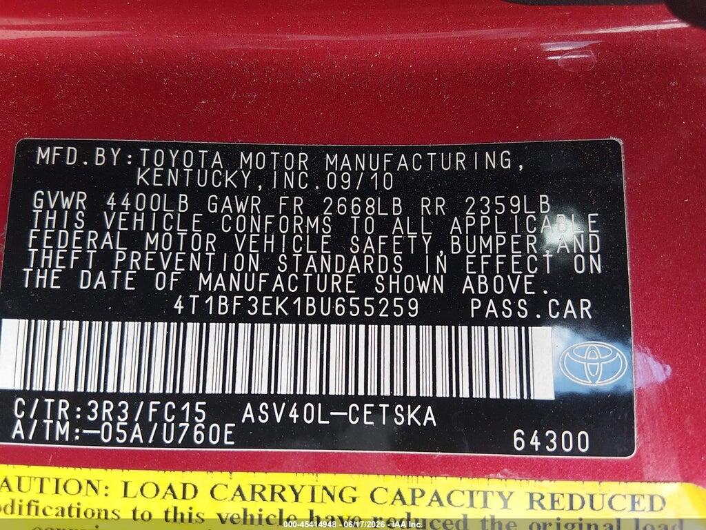 4T1BF3EK1BU655259 2011 TOYOTA CAMRY photo no. 9
