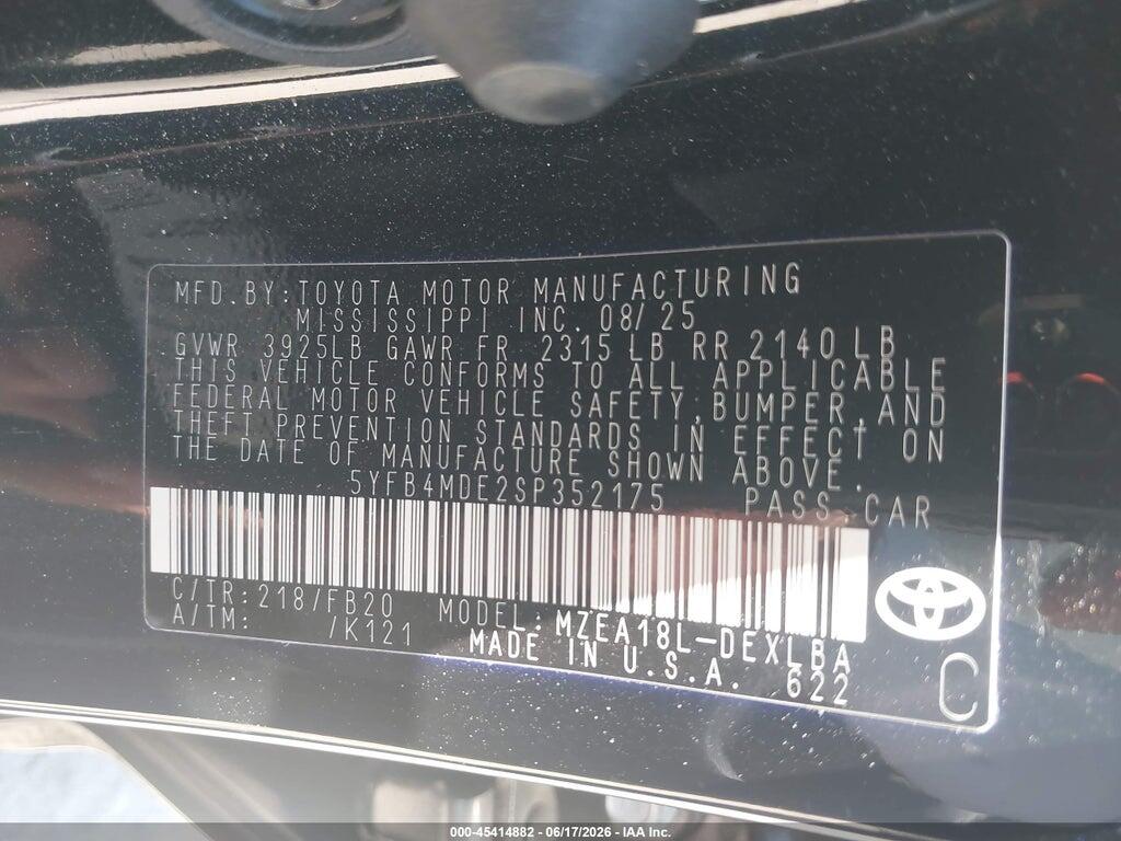 5YFB4MDE2SP352175 2025 TOYOTA COROLLA photo no. 9