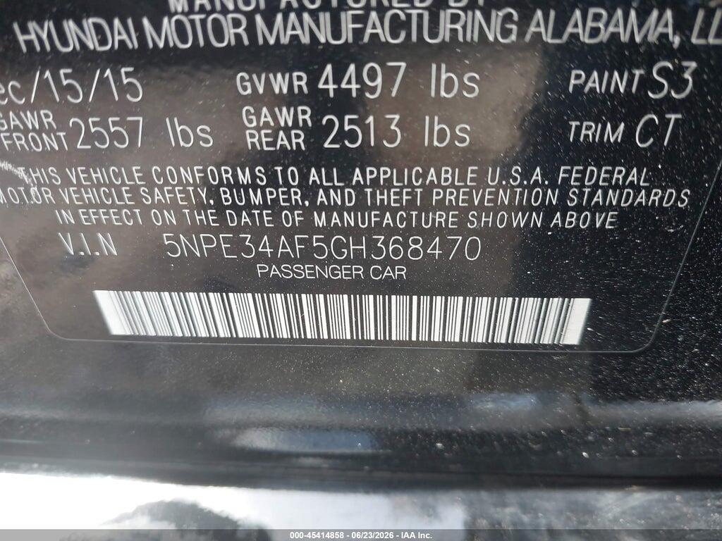 5NPE34AF5GH368470 2016 HYUNDAI SONATA photo no. 9