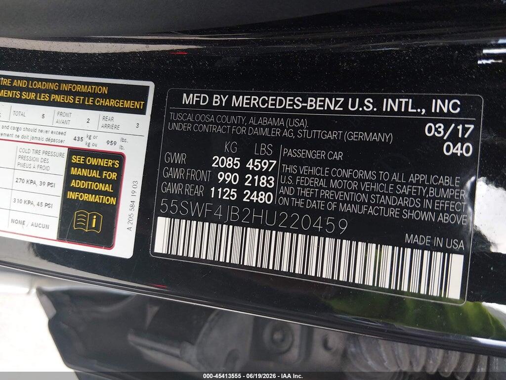 55SWF4JB2HU220459 2017 MERCEDES-BENZ C 300 photo no. 9