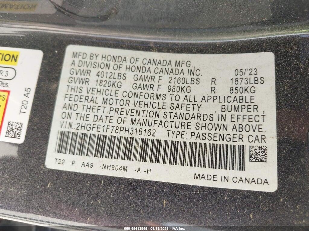 2HGFE1F78PH316162 2023 HONDA CIVIC photo no. 9
