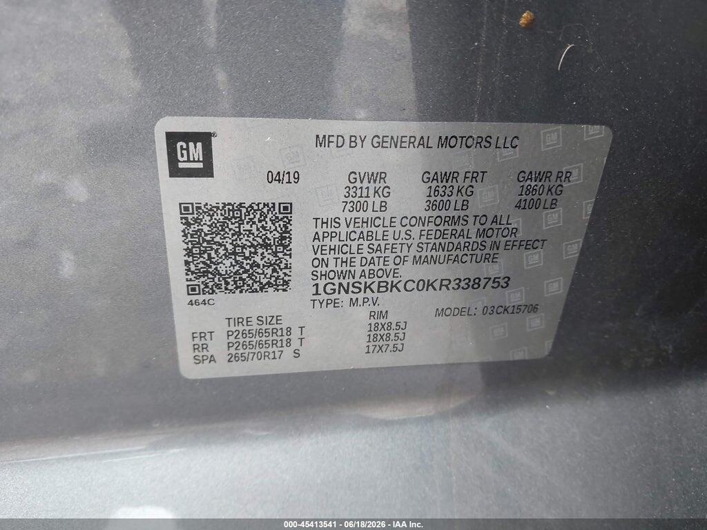 1GNSKBKC0KR338753 2019 CHEVROLET TAHOE photo no. 9