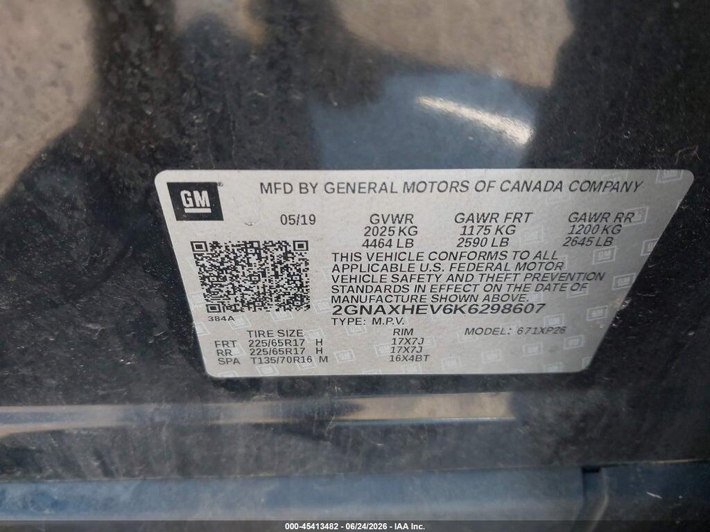 2GNAXHEV6K6298607 2019 CHEVROLET EQUINOX photo no. 9