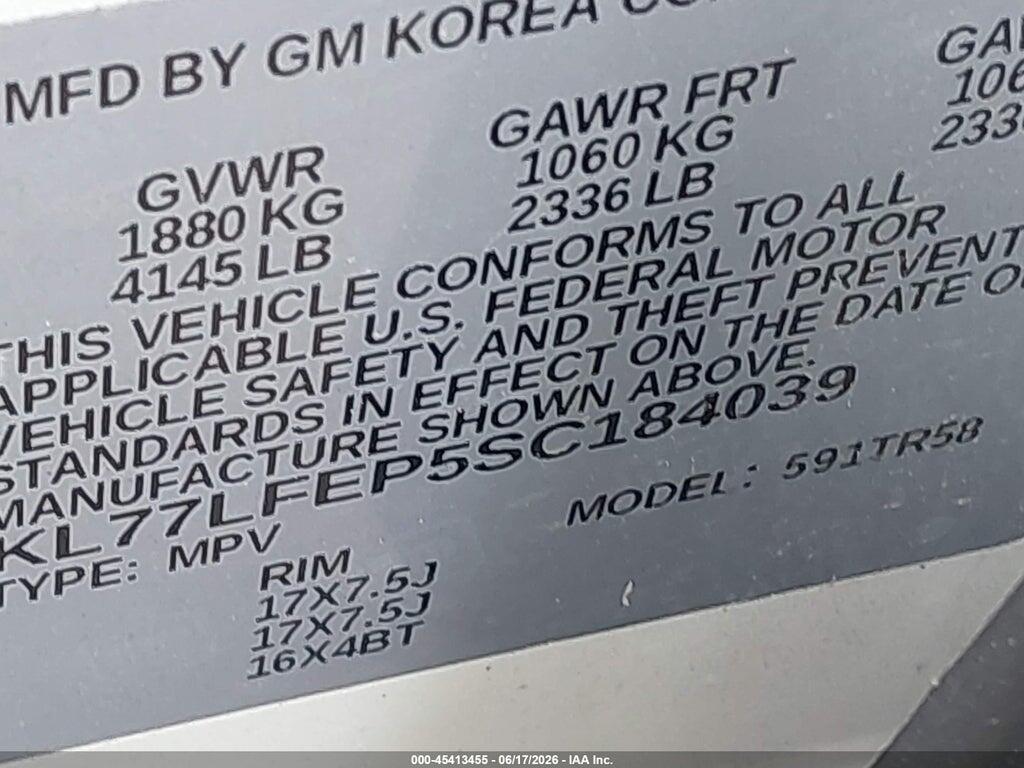 KL77LFEP5SC184039 2025 CHEVROLET TRAX photo no. 9