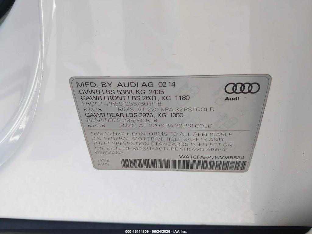 WA1CFAFP7EA085534 2014 AUDI Q5 photo no. 9