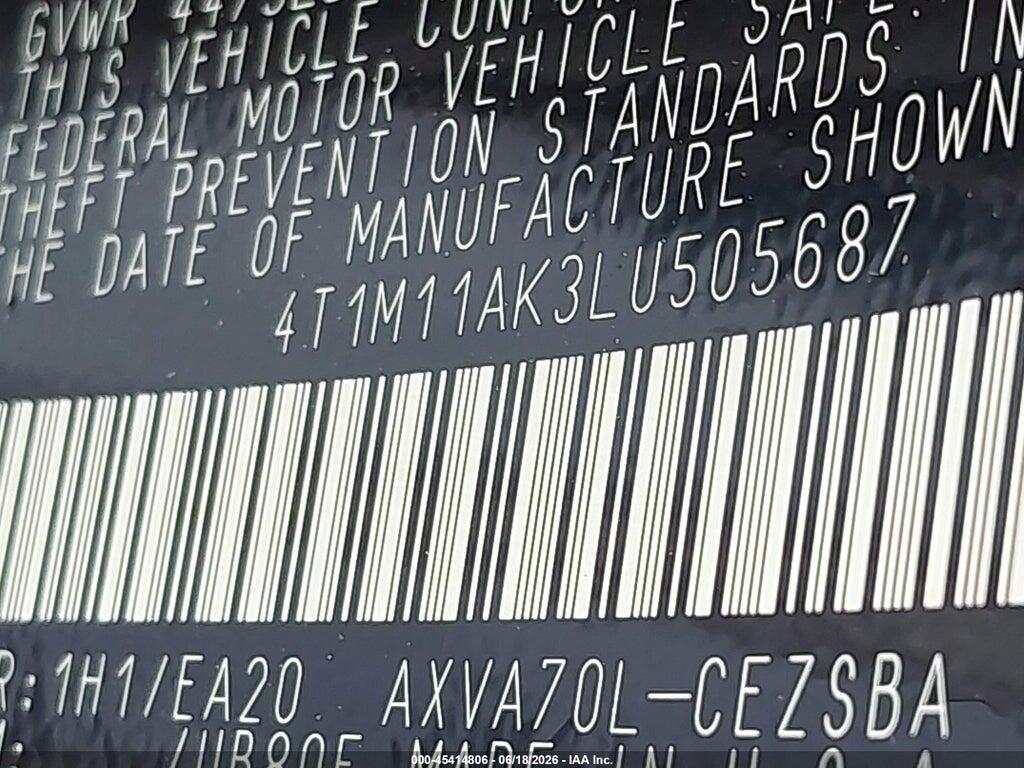 4T1M11AK3LU505687 2020 TOYOTA CAMRY photo no. 9