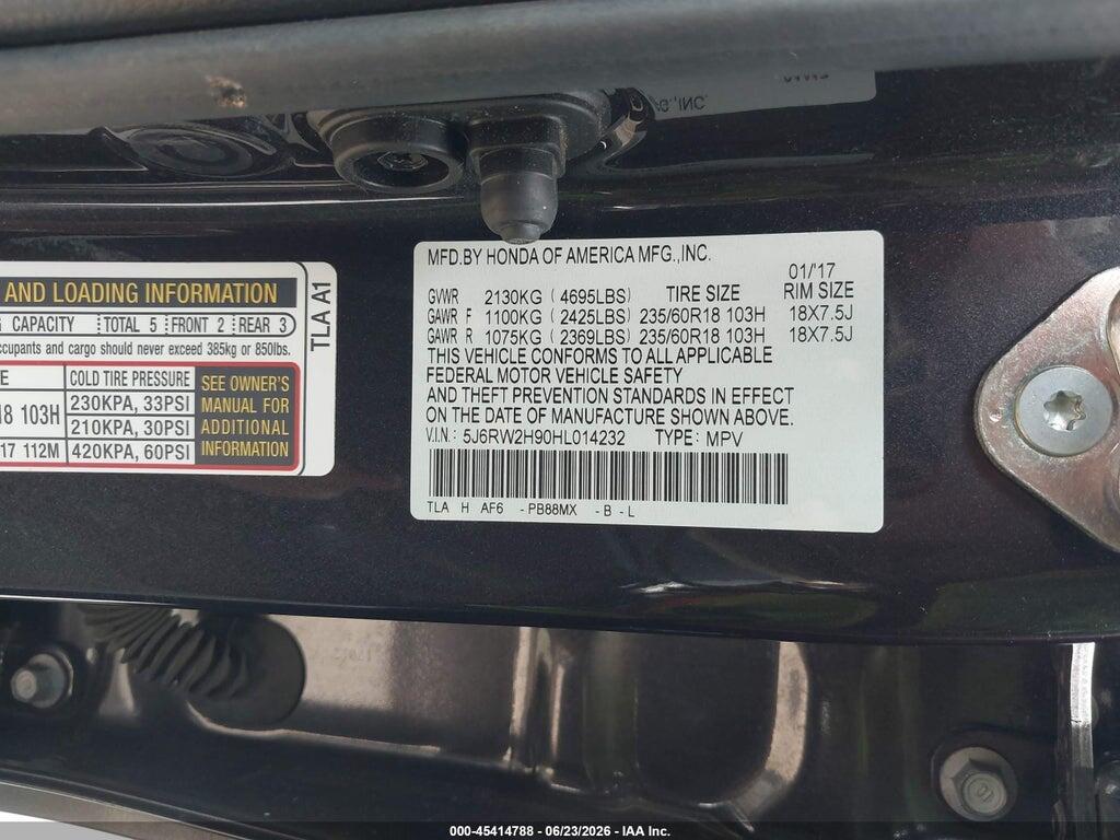 5J6RW2H90HL014232 2017 HONDA CR-V photo no. 9