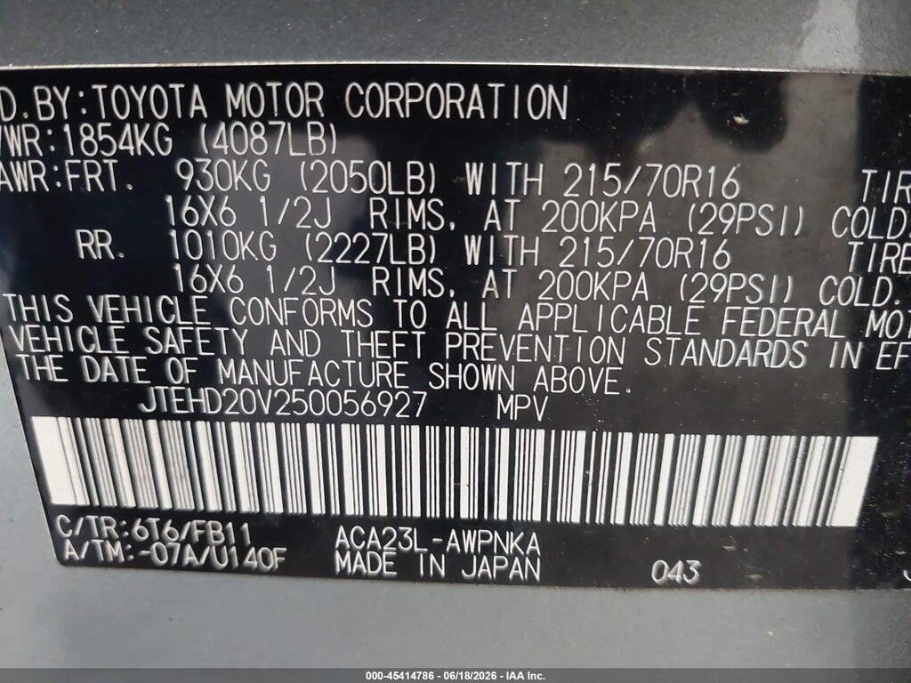 JTEHD20V250056927 2005 TOYOTA RAV4 photo no. 9