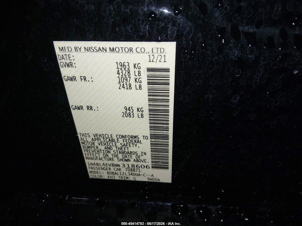 1N4BL4EV8NN318606 2022 NISSAN ALTIMA photo no. 9