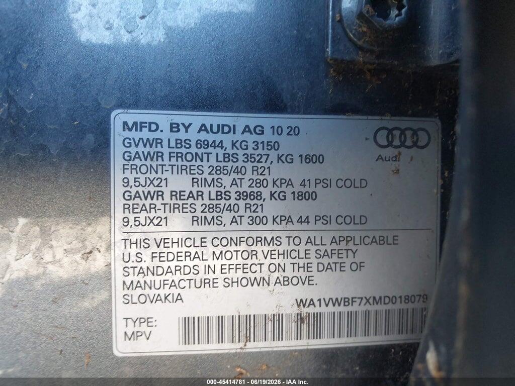 WA1VWBF7XMD018079 2021 AUDI SQ7 photo no. 9