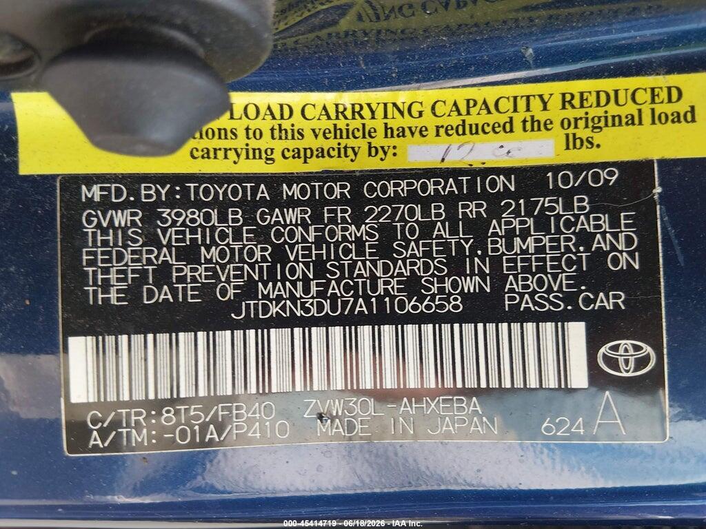 JTDKN3DU7A1106658 2010 TOYOTA PRIUS photo no. 9