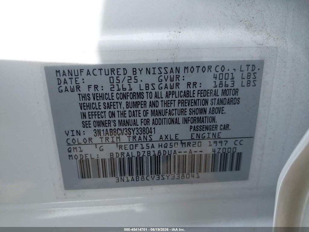 3N1AB8CV3SY338041 2025 NISSAN SENTRA photo no. 9