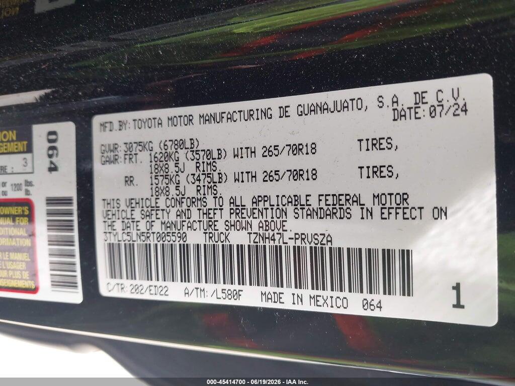 3TYLC5LN5RT005590 2024 TOYOTA TACOMA HYBRID photo no. 9