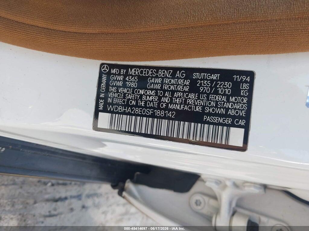WDBHA28E0SF188142 1995 MERCEDES-BENZ C photo no. 9