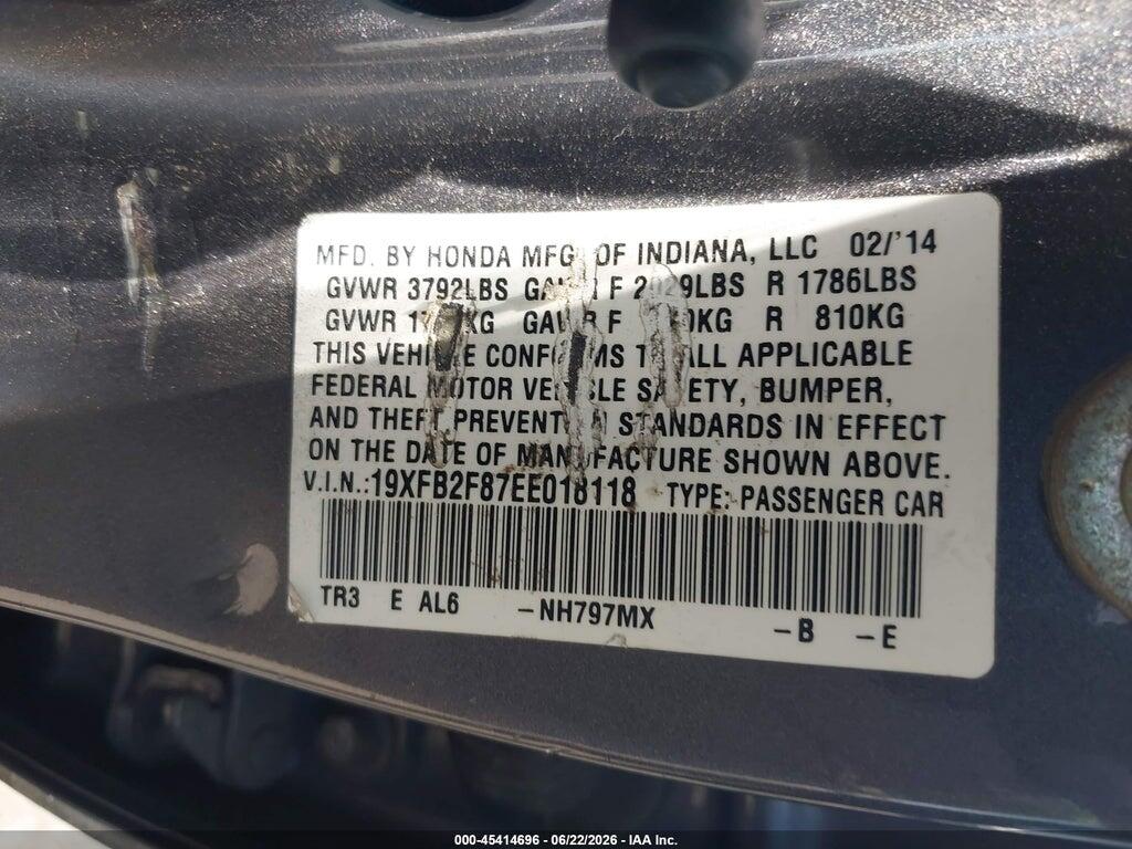 19XFB2F87EE018118 2014 HONDA CIVIC photo no. 9