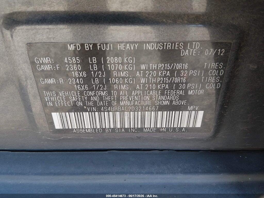 4S4BRBAC2D3214667 2013 SUBARU OUTBACK photo no. 9