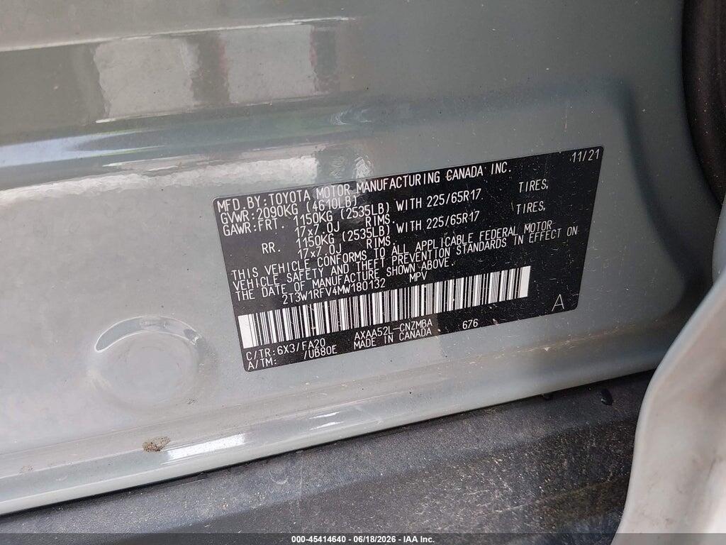 2T3W1RFV4MW180132 2021 TOYOTA RAV4 photo no. 9