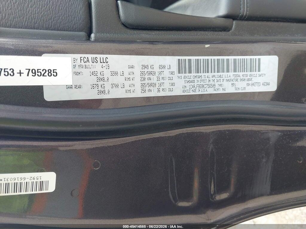 1C4RJFBG9KC756509 2019 JEEP GRAND CHEROKEE photo no. 9