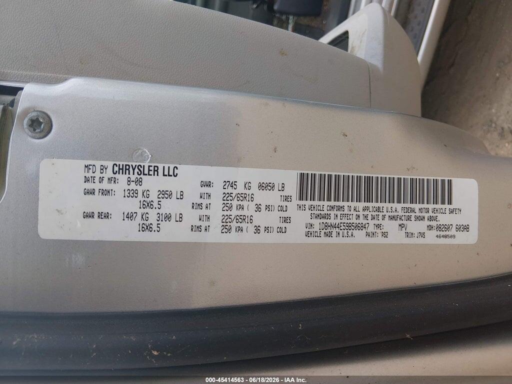 1D8HN44E59B506847 2009 DODGE GRAND CARAVAN photo no. 9