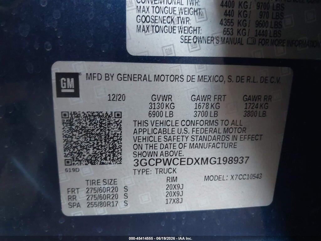3GCPWCEDXMG198937 2021 CHEVROLET SILVERADO 1500 photo no. 9