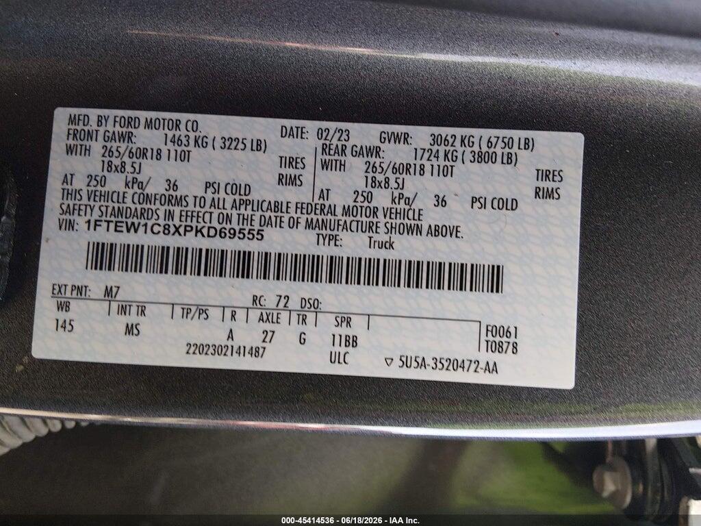 1FTEW1C8XPKD69555 2023 FORD F-150 photo no. 9