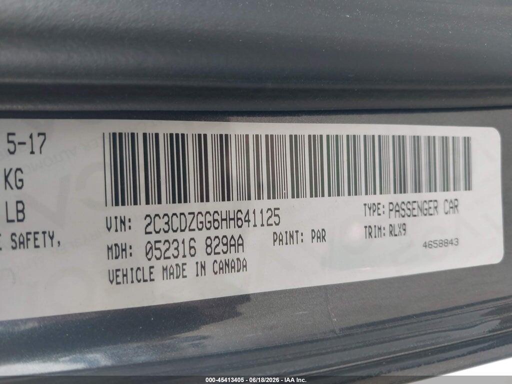 2C3CDZGG6HH641125 2017 DODGE CHALLENGER photo no. 9