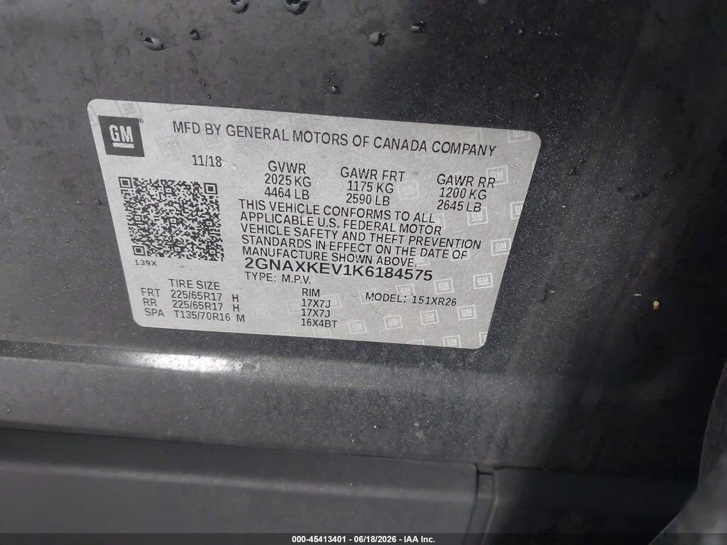 2GNAXKEV1K6184575 2019 CHEVROLET EQUINOX photo no. 9
