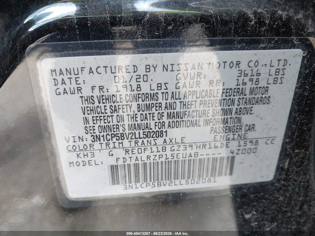 3N1CP5BV2LL502081 2020 NISSAN KICKS photo no. 9