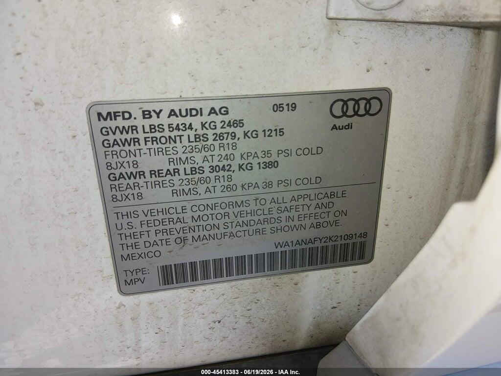 WA1ANAFY2K2109148 2019 AUDI Q5 photo no. 9