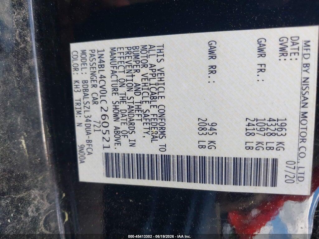 1N4BL4CV0LC260521 2020 NISSAN ALTIMA photo no. 9