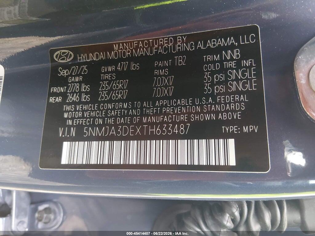 5NMJA3DEXTH633487 2026 HYUNDAI TUCSON photo no. 9