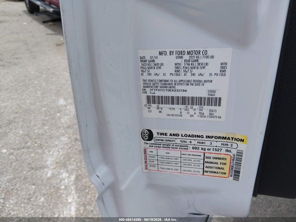 1FTFW1CT0EKE53194 2014 FORD F150 photo no. 9