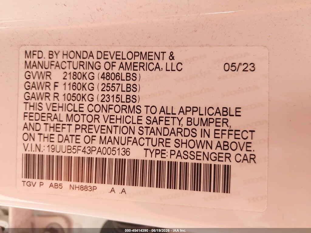 19UUB5F43PA005136 2023 ACURA TLX photo no. 9