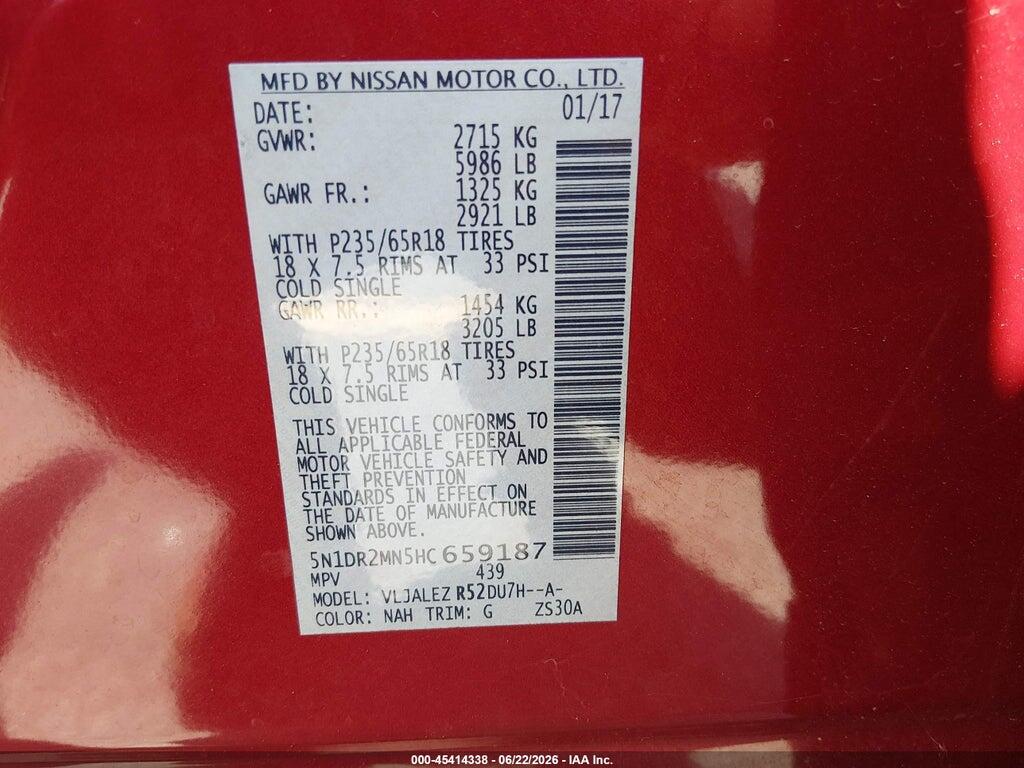 5N1DR2MN5HC659187 2017 NISSAN PATHFINDER photo no. 9