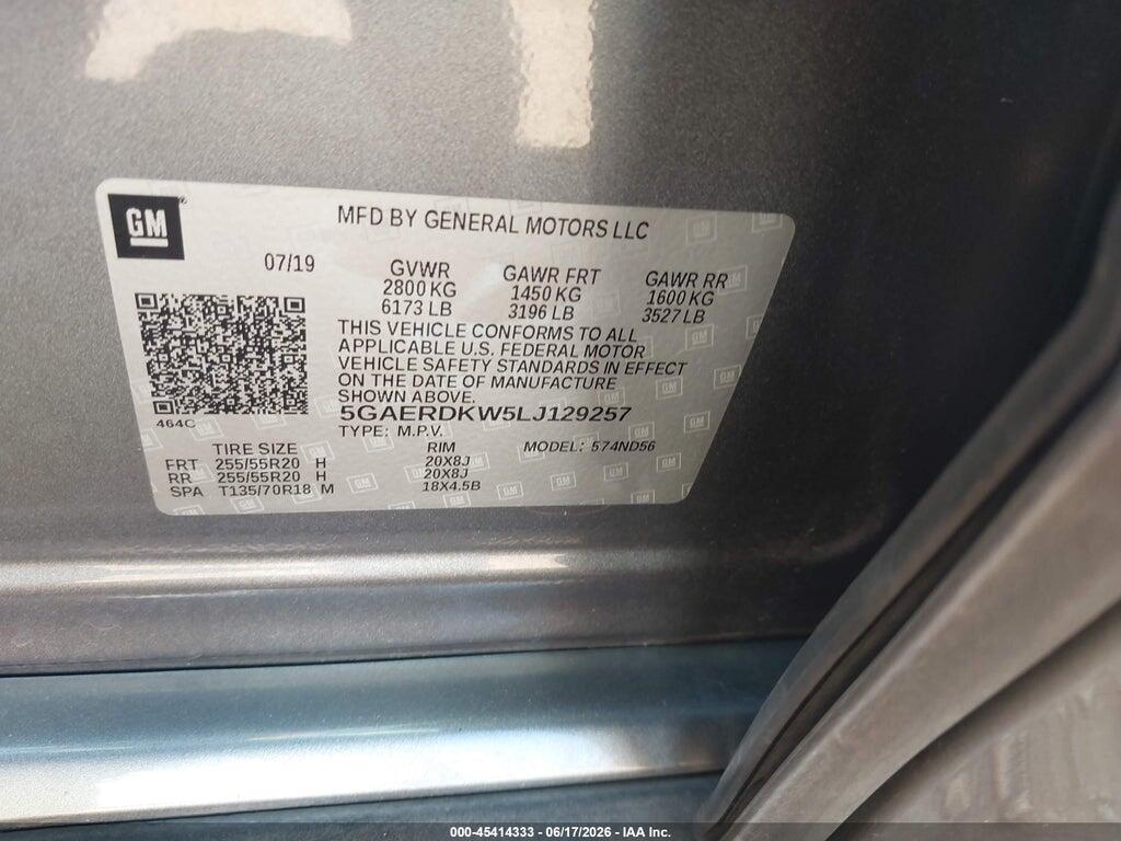 5GAERDKW5LJ129257 2020 BUICK ENCLAVE photo no. 9