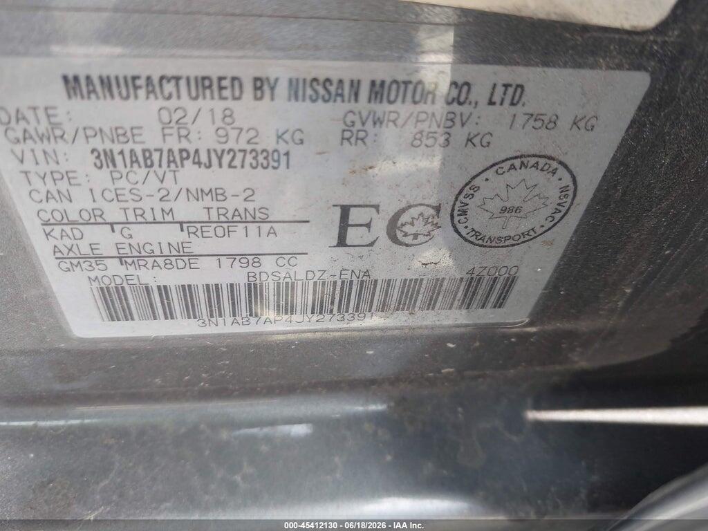 3N1AB7AP4JY273391 2018 NISSAN SENTRA photo no. 9