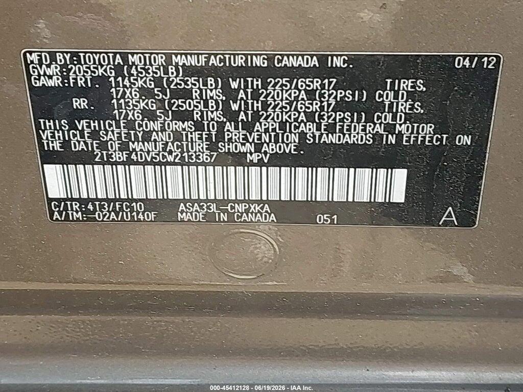 2T3BF4DV5CW213367 2012 TOYOTA RAV4 photo no. 9