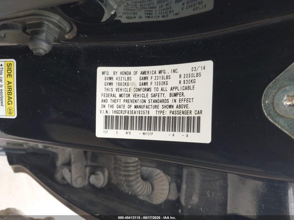1HGCR2F83EA193579 2014 HONDA ACCORD photo no. 9