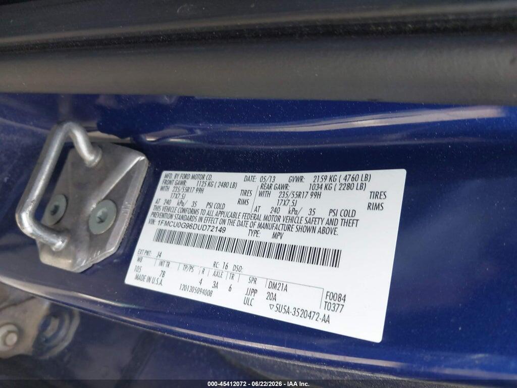 1FMCU0G96DUD72149 2013 FORD ESCAPE photo no. 9