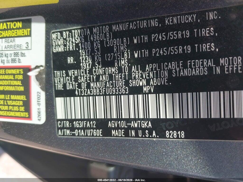 4T3ZA3BB3FU093363 2015 TOYOTA VENZA photo no. 9