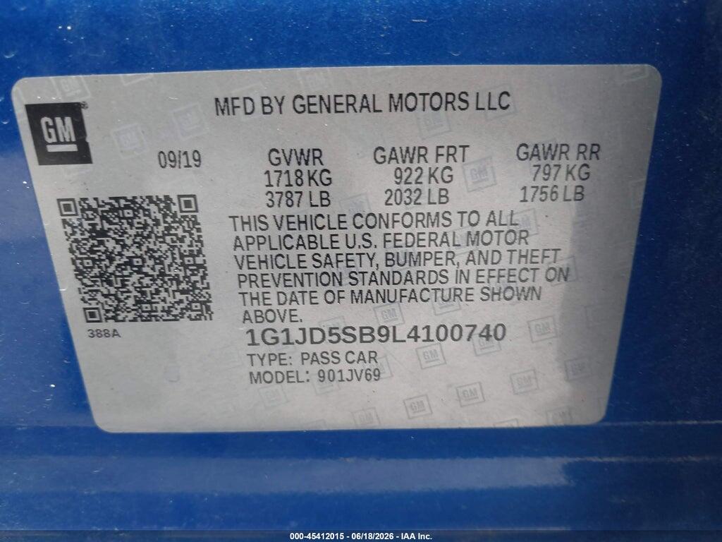 1G1JD5SB9L4100740 2020 CHEVROLET SONIC photo no. 9