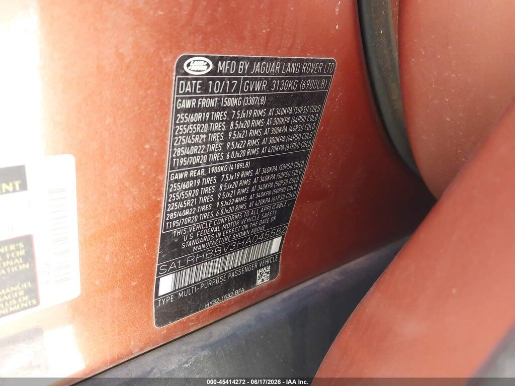 SALRHBBV3HA045582 2017 LAND ROVER DISCOVERY photo no. 9