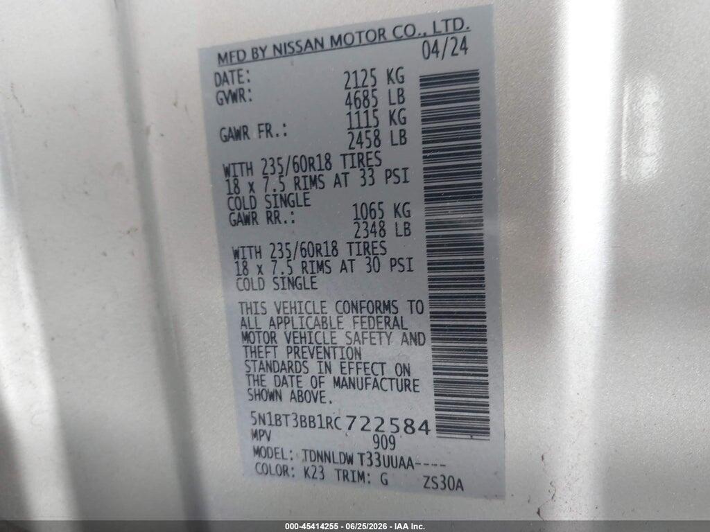 5N1BT3BB1RC722584 2024 NISSAN ROGUE photo no. 9
