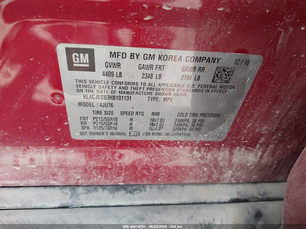 KL4CJESB3HB101131 2017 BUICK ENCORE photo no. 9