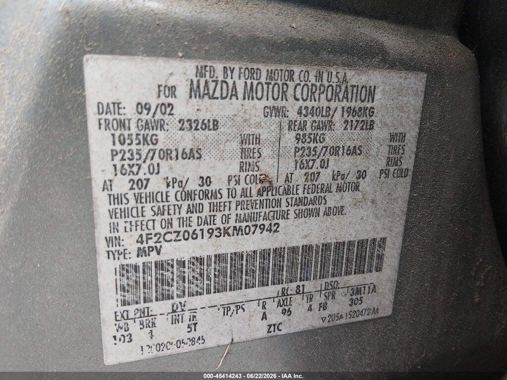 4F2CZ06193KM07942 2003 MAZDA TRIBUTE photo no. 9