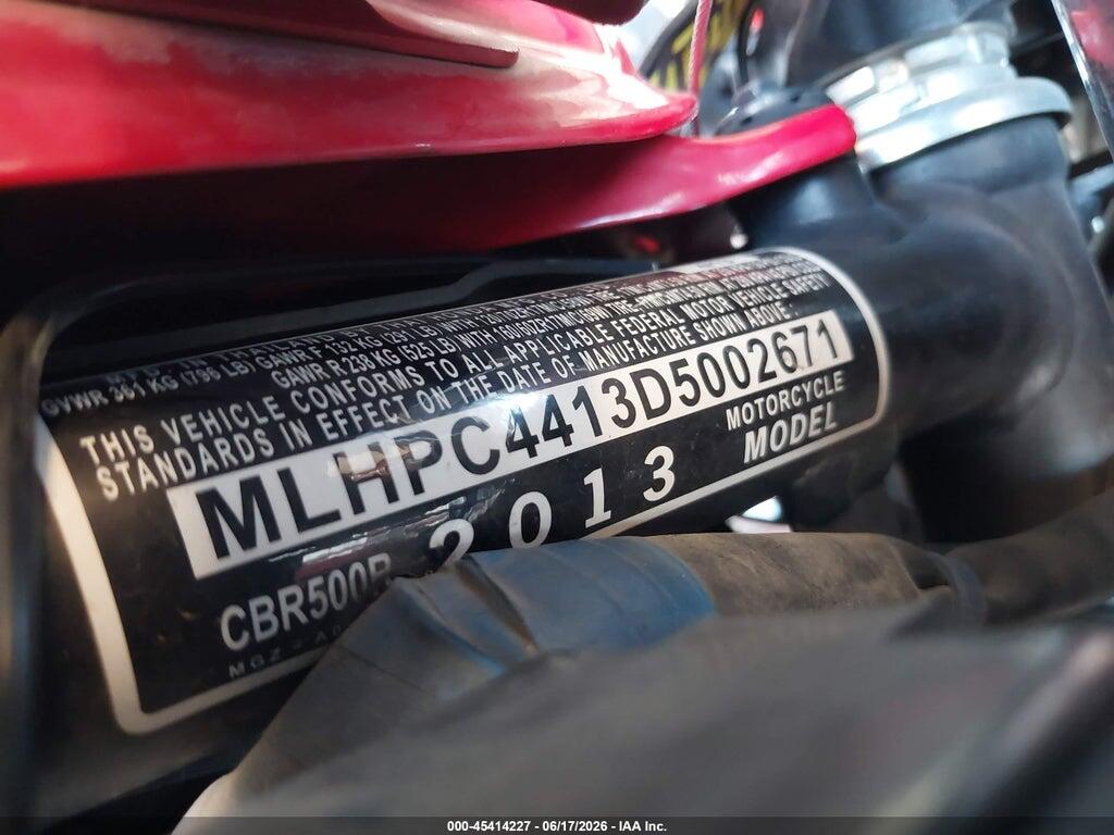 MLHPC4413D5002671 2013 HONDA CBR500 photo no. 10
