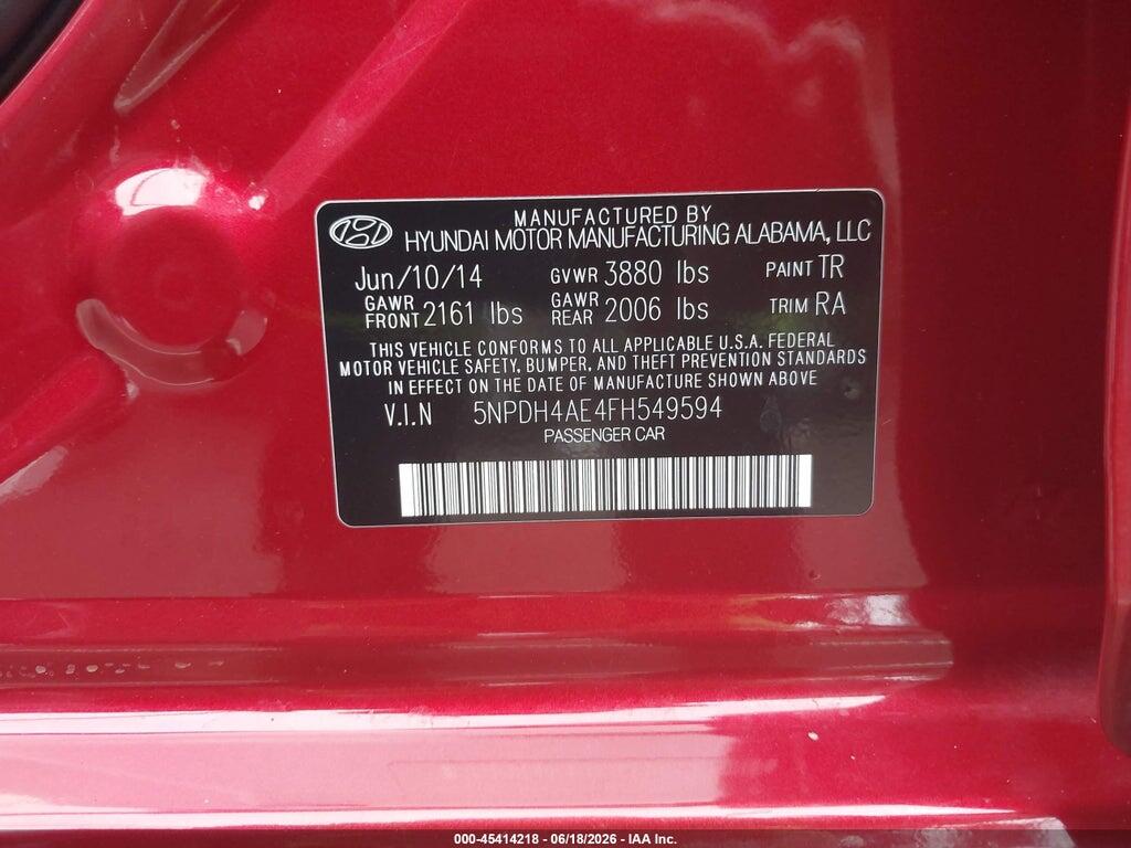 5NPDH4AE4FH549594 2015 HYUNDAI ELANTRA photo no. 9