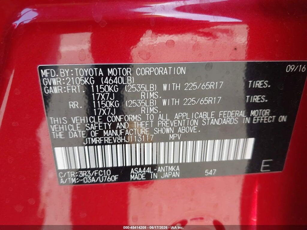 JTMRFREV8HJ113117 2017 TOYOTA RAV4 photo no. 9