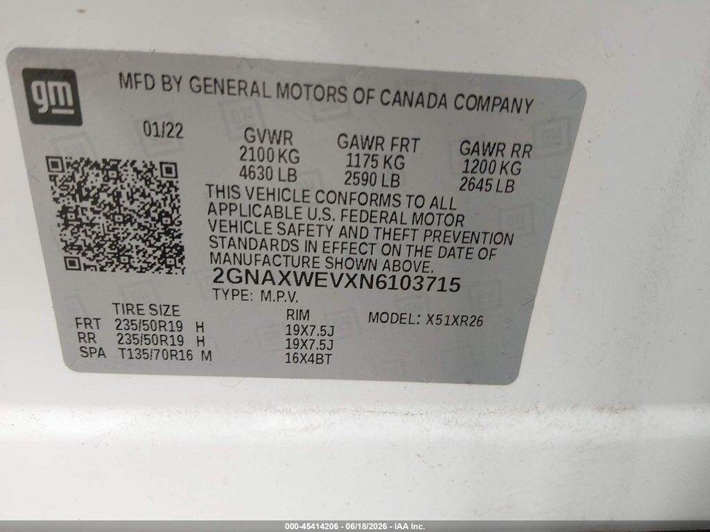 2GNAXWEVXN6103715 2022 CHEVROLET EQUINOX photo no. 9