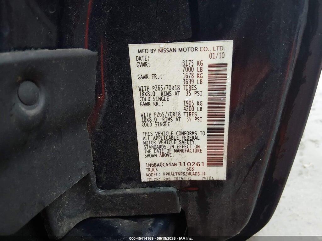1N6BA0CA4AN310261 2010 NISSAN TITAN photo no. 9
